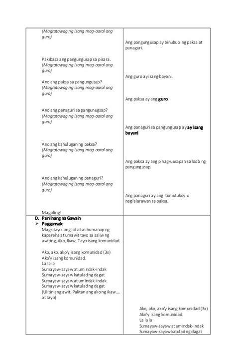 ayos ng pangungusap lesson plan|Banghay.